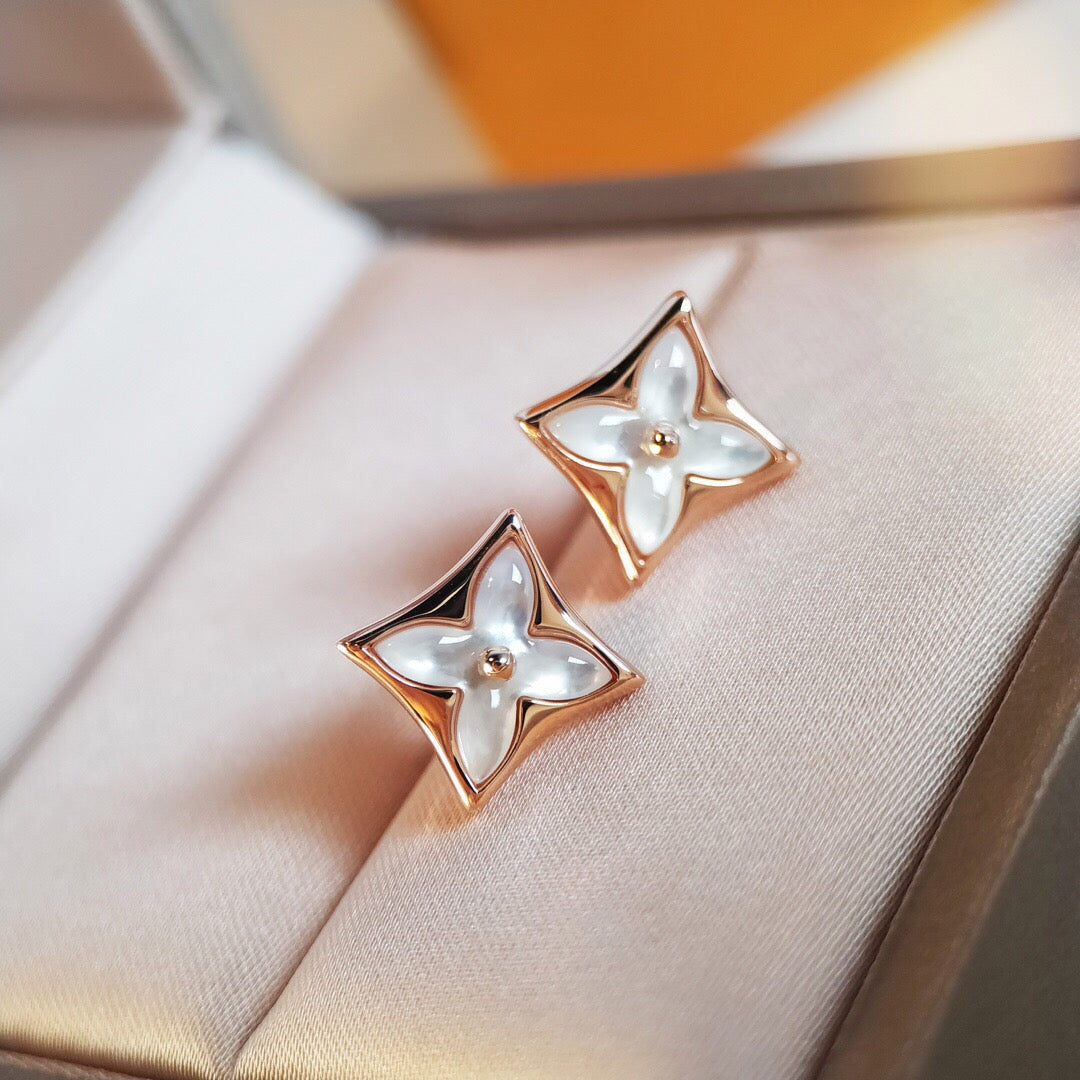 [NOBLE AURA]STAR MOP PINK GOLD EARRINGS