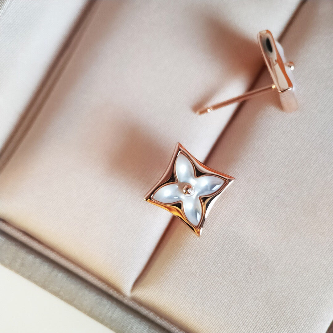 [NOBLE AURA]STAR MOP PINK GOLD EARRINGS
