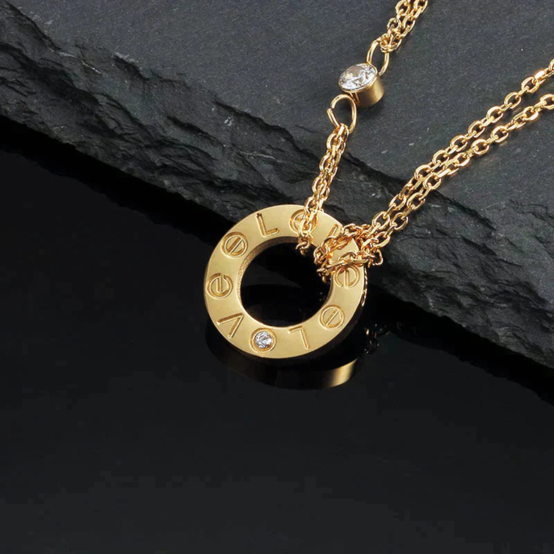 [NOBLE AURA]LOVE NECKLACE 16MM 2 DIAMONDS