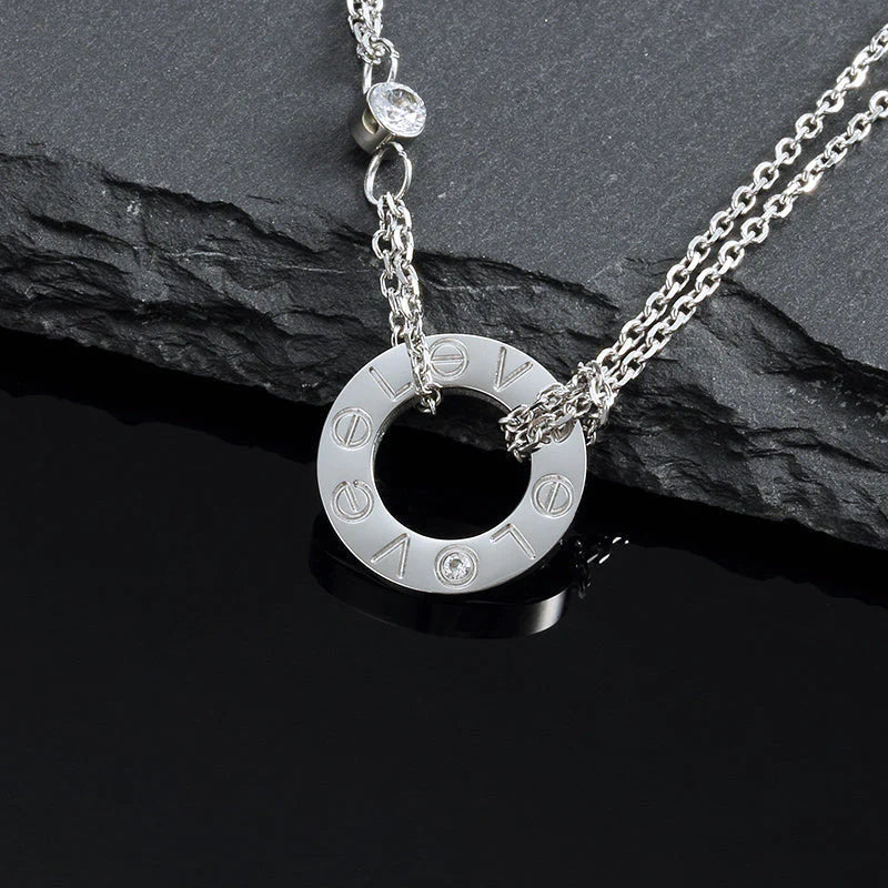 [NOBLE AURA]LOVE NECKLACE 16MM 2 DIAMONDS