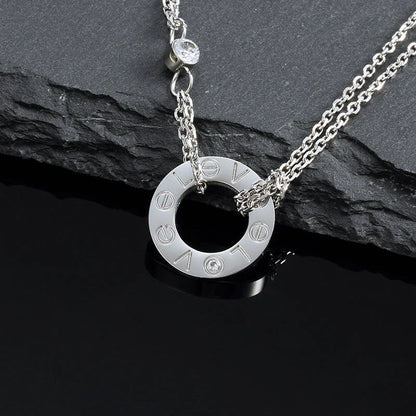 [NOBLE AURA]LOVE NECKLACE 16MM 2 DIAMONDS