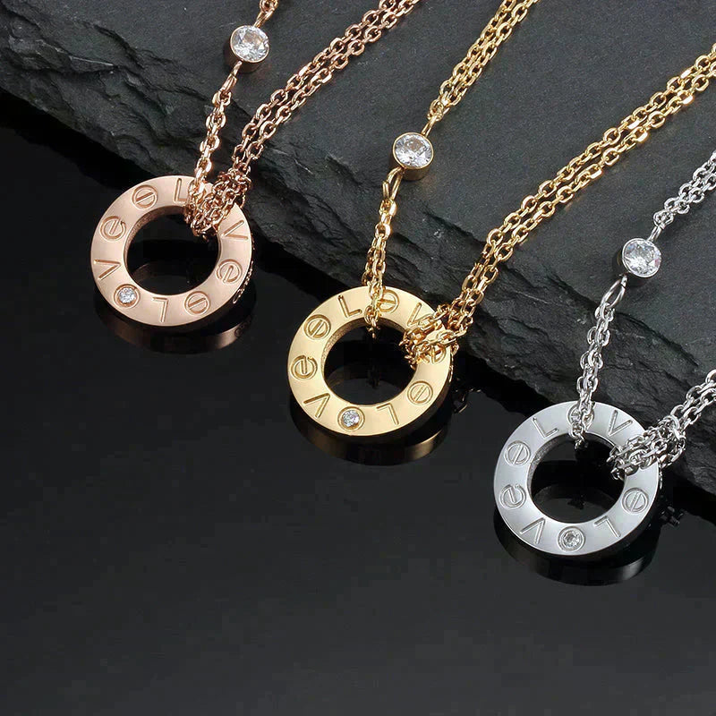 [NOBLE AURA]LOVE NECKLACE 16MM 2 DIAMONDS