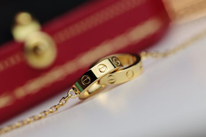 [NOBLE AURA]LOVE NECKLACE DOUBLE RING GOLD
