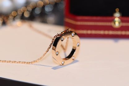 [NOBLE AURA]LOVE NECKLACE 16MM 6 DIAMONDS PINK GOLD