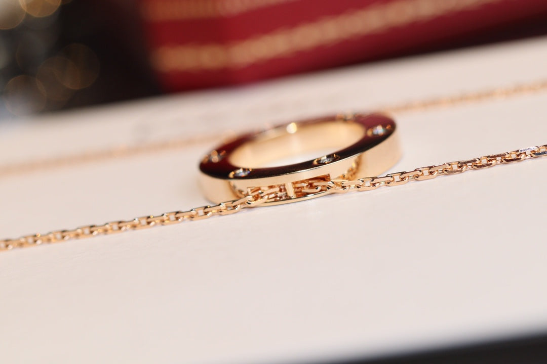 [NOBLE AURA]LOVE NECKLACE 16MM 6 DIAMONDS PINK GOLD