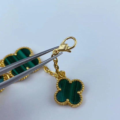 [NOBLE AURA]MAGIC CLOVER MALACHITE GOLD BRACELET 5 MOTIFS