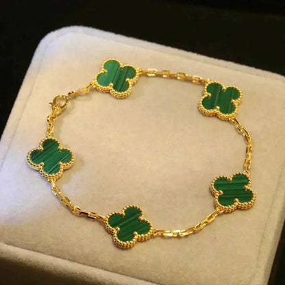 [NOBLE AURA] CLOVER 5 MOTIF MALACHITE BRACELET COLLECTION