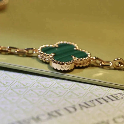 [NOBLE AURA]CLOVER 5 MOTIFS MALACHITE BRACELET