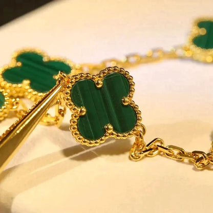 [NOBLE AURA] CLOVER 5 MOTIF MALACHITE BRACELET COLLECTION