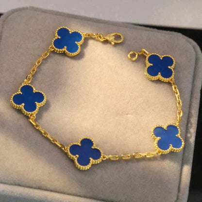[NOBLE AURA] CLOVER 5 MOTIF BLUE AGATE BRACELET COLLECTION