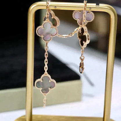 [NOBLE AURA]CLOVER 5 MOTIF GRAY MOP  BRACELET