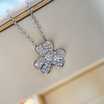[NOBLE AURA]CLOVER DIAMOND NECKLACE SILVER