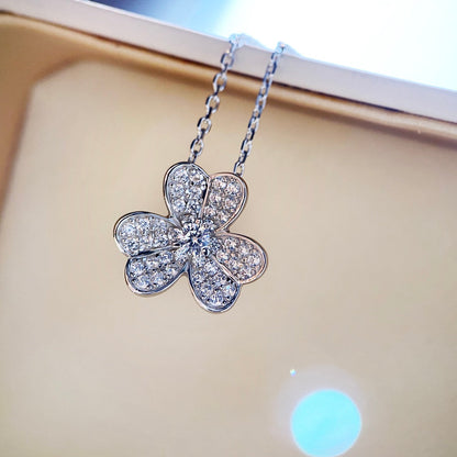 [NOBLE AURA]CLOVER DIAMOND NECKLACE SILVER