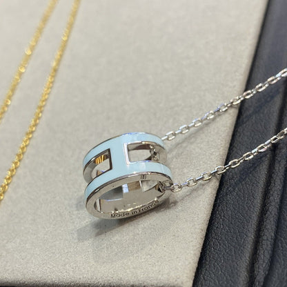 [NOBLE AURA]POP H LIGHT BLUE NECKLACE