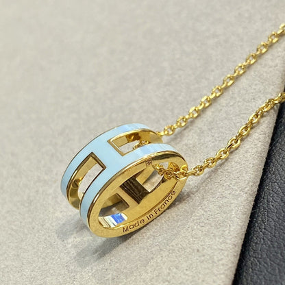 [NOBLE AURA]POP H LIGHT BLUE NECKLACE