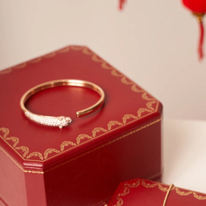 [NOBLE AURA]PANTHERE ROSE GOLD DIAMOND OPEN BRACELET