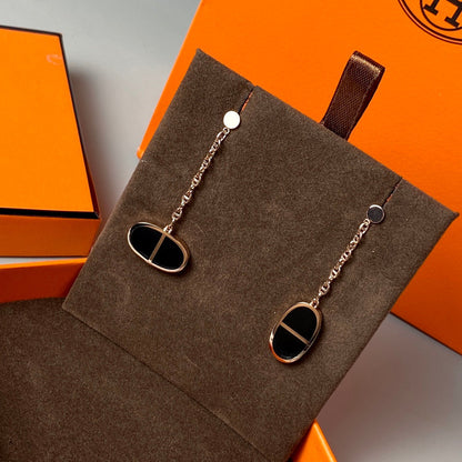 [NOBLE AURA]CHAINE VERSO BLACK CERAMIC EARRINGS