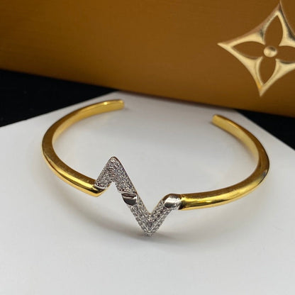 [NOBLE AURA]VOLTE UPSITE DOWN DIAMOND GOLD OPEN BRACELET