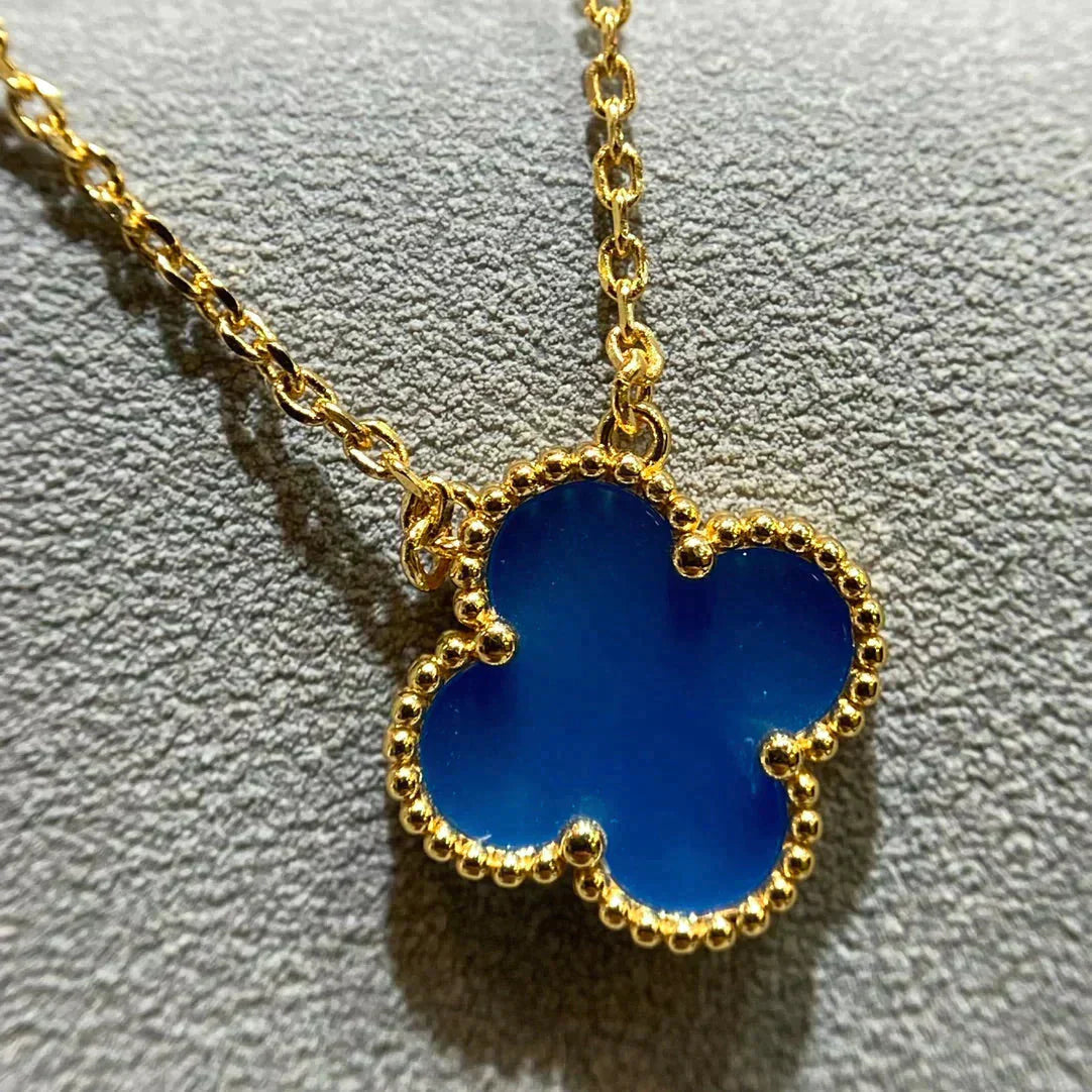 [NOBLE AURA]CLOVER 15MM BLUE AGATE NECKLACE