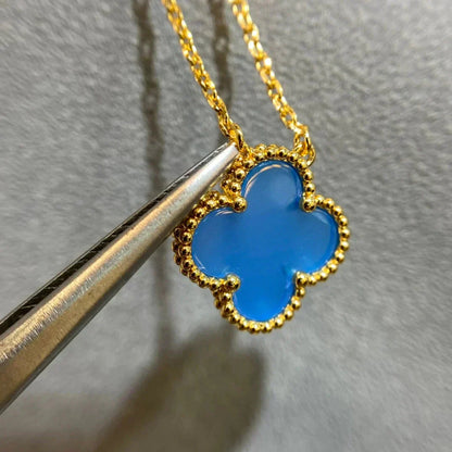 [NOBLE AURA]CLOVER 15MM BLUE AGATE NECKLACE