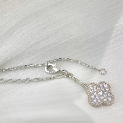 [NOBLE AURA]CLOVER 5 MOTIFS SILVER DIAMONDS NECKLACE