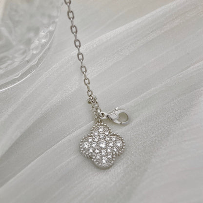 [NOBLE AURA]CLOVER 5 MOTIFS SILVER DIAMONDS NECKLACE