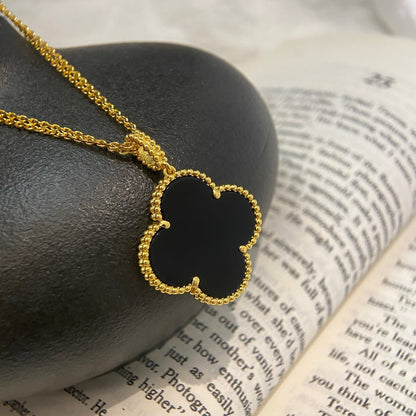 [NOBLE AURA]CLOVER 25MM NECKLACE GOLD ONYX