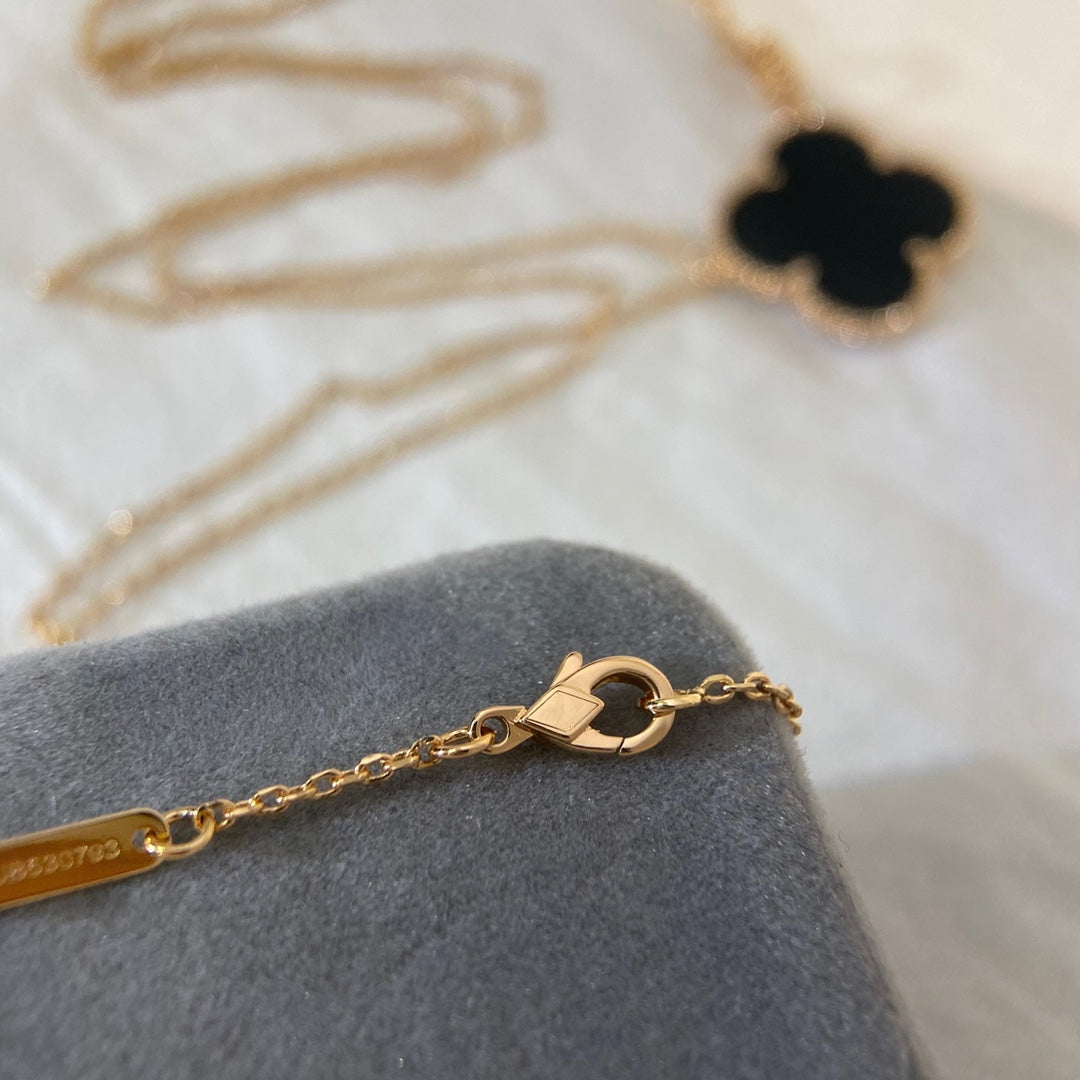 [NOBLE AURA]CLOVER 25MM NECKLACE GOLD ONYX