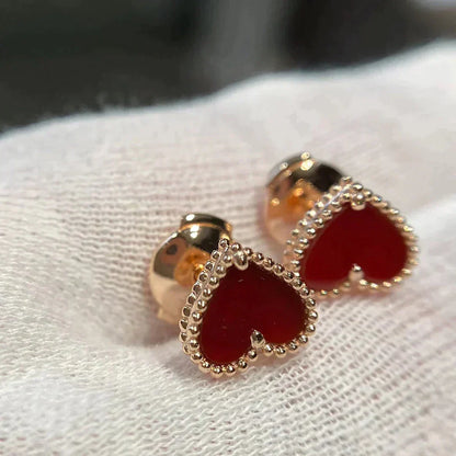 [NOBLE AURA]HEART CARNELIAN STUD EARRINGS