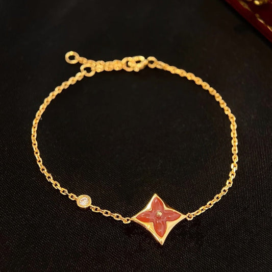 [NOBLE AURA]COLOR STAR CARNELIAN PINK GOLD DIAMOND BRACELET