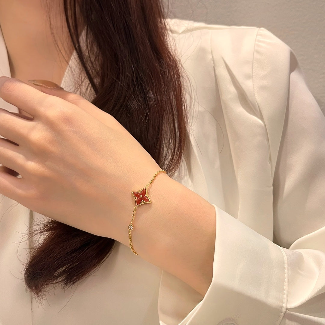 [NOBLE AURA]COLOR STAR CARNELIAN PINK GOLD DIAMOND BRACELET