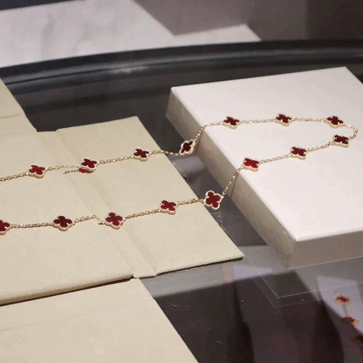 [NOBLE AURA]CLOVER 20 MOTIFS CARNELIAN NECKLACE
