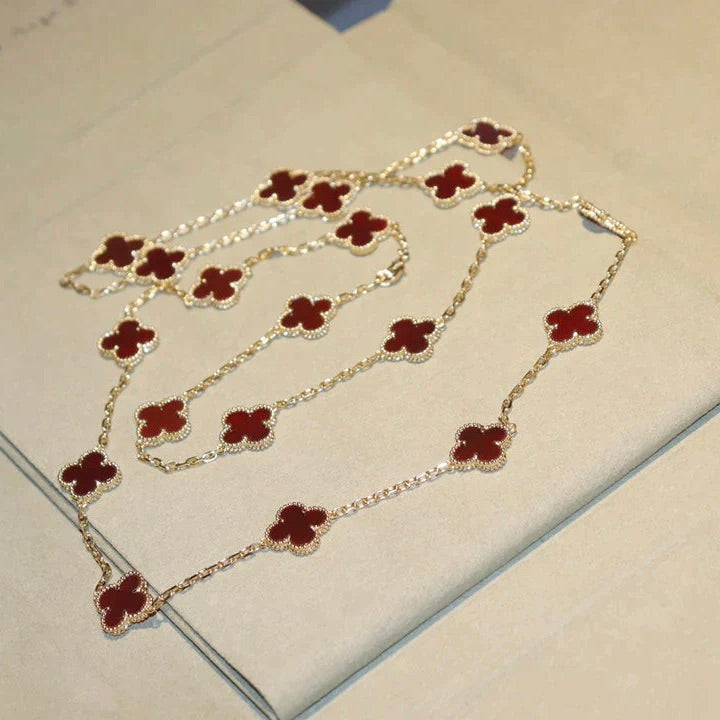 [NOBLE AURA]CLOVER 20 MOTIFS CARNELIAN NECKLACE