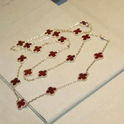[NOBLE AURA]CLOVER 20 MOTIFS CARNELIAN NECKLACE