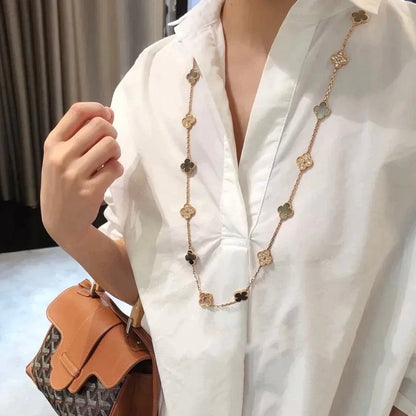 [NOBLE AURA]CLOVER 20 MOTIFS DARK MOP DIAMOND  NECKLACE