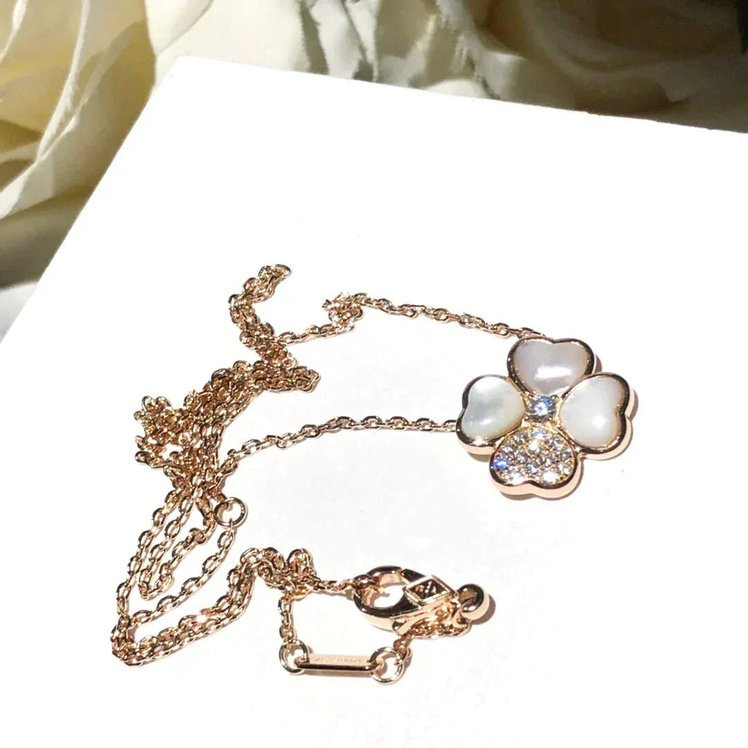 [NOBLE AURA]CLOVER MOP DIAMOND ROSE GOLD NECKLACE