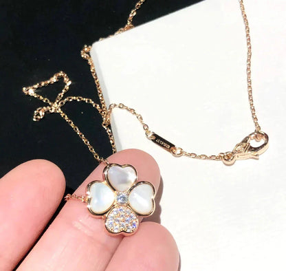 [NOBLE AURA]CLOVER MOP DIAMOND ROSE GOLD NECKLACE