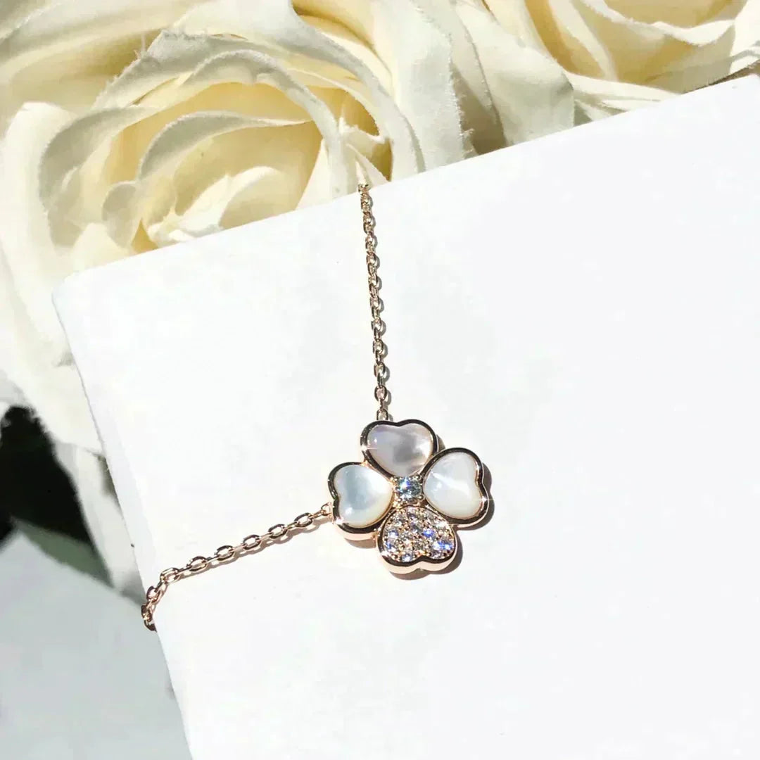 [NOBLE AURA]CLOVER MOP DIAMOND ROSE GOLD NECKLACE