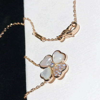 [NOBLE AURA]CLOVER MOP DIAMOND ROSE GOLD NECKLACE