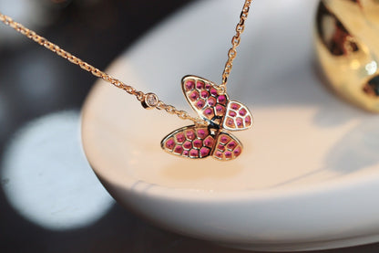 [NOBLE AURA]BUTTERFLY RED DIAMOND ROSE GOLD NECKLACE