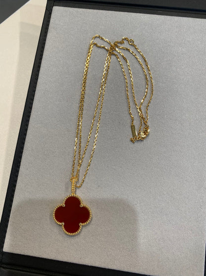 [NOBLE AURA]CLOVER 25MM NECKLACE GOLD CARNELIAN