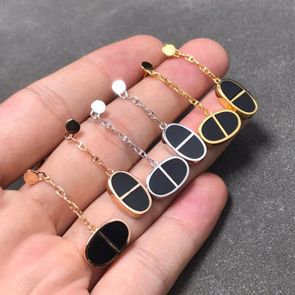 [NOBLE AURA]CHAINE VERSO BLACK CERAMIC SILVER EARRINGS