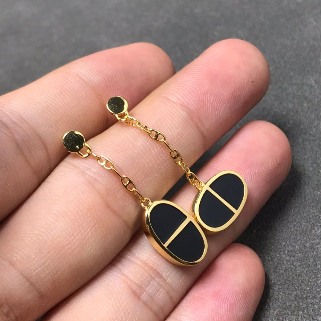 [NOBLE AURA]CHAINE VERSO BLACK CERAMIC SILVER EARRINGS