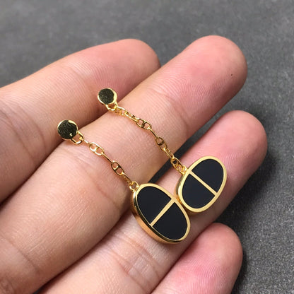 [NOBLE AURA]CHAINE VERSO BLACK CERAMIC SILVER EARRINGS