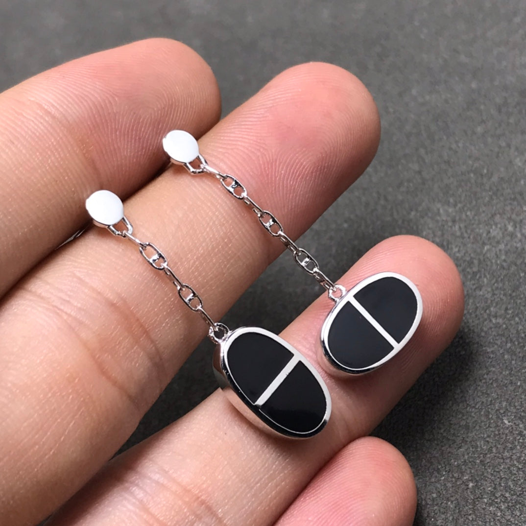 [NOBLE AURA]CHAINE VERSO BLACK CERAMIC SILVER EARRINGS