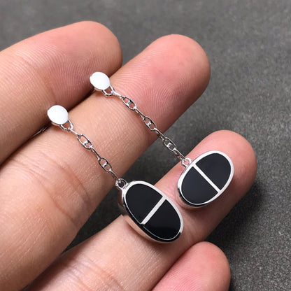 [NOBLE AURA]CHAINE VERSO BLACK CERAMIC SILVER EARRINGS