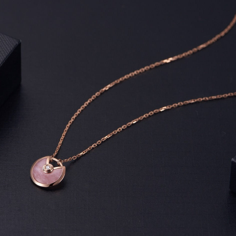 [NOBLE AURA]AMULETTE ROSE GOLD PINK MOP NECKLACE