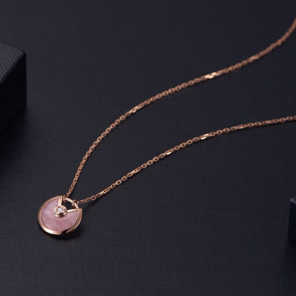 [NOBLE AURA]AMULETTE ROSE GOLD PINK MOP NECKLACE