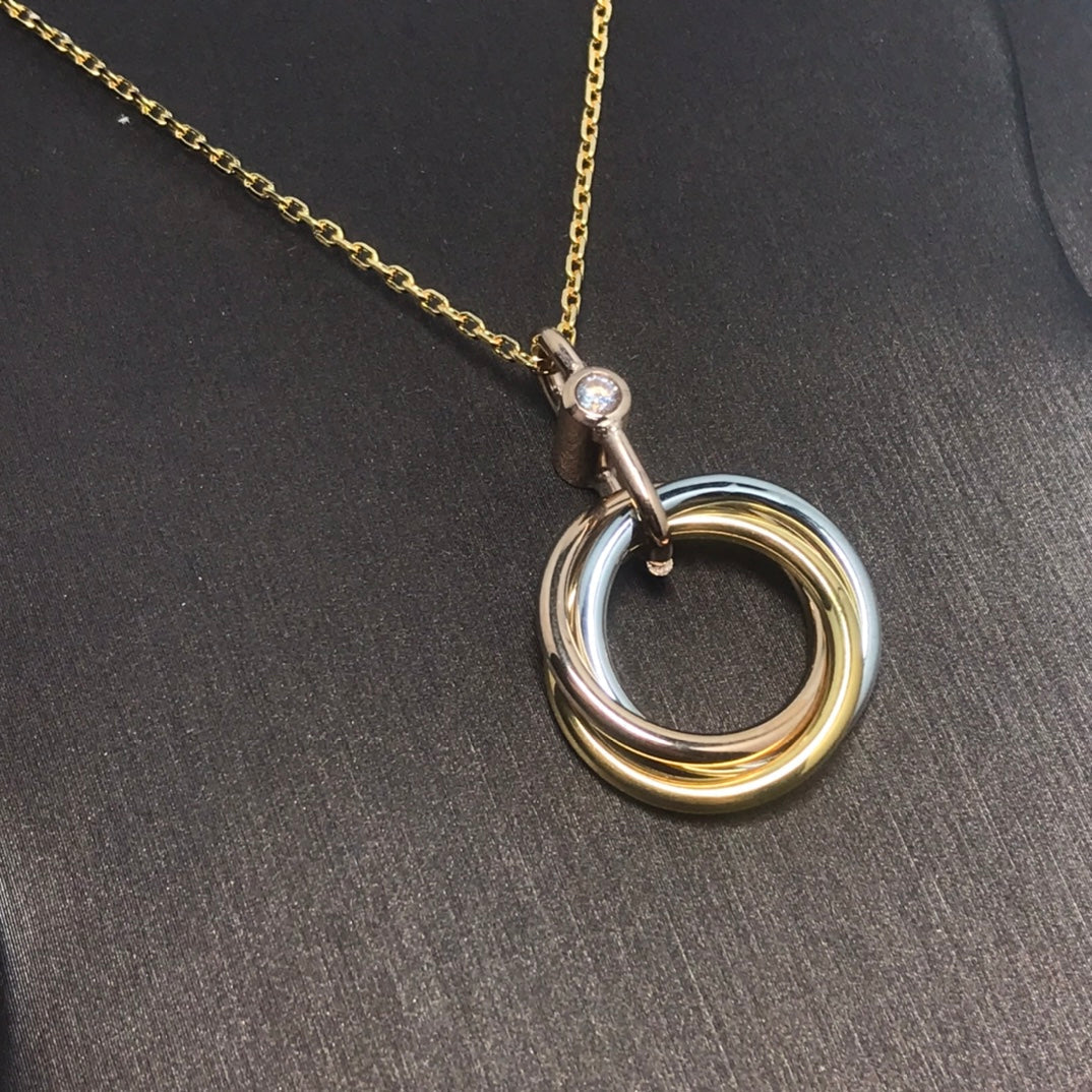 [NOBLE AURA]TRINITY SILVER GOLD PINK GOLD NECKLACE