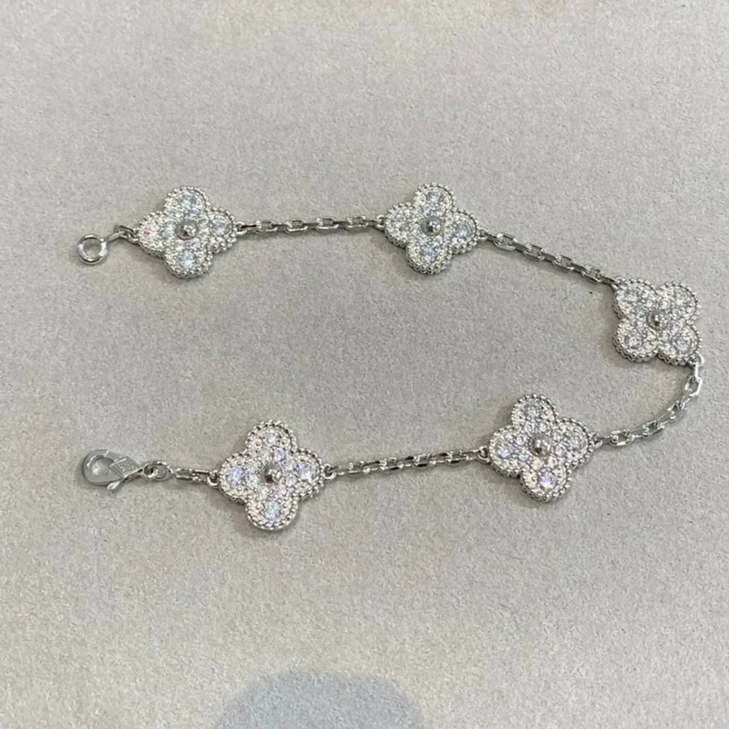 [NOBLE AURA]CLOVER 5 MOTIFS  DIAMOND BRACELET SILVER